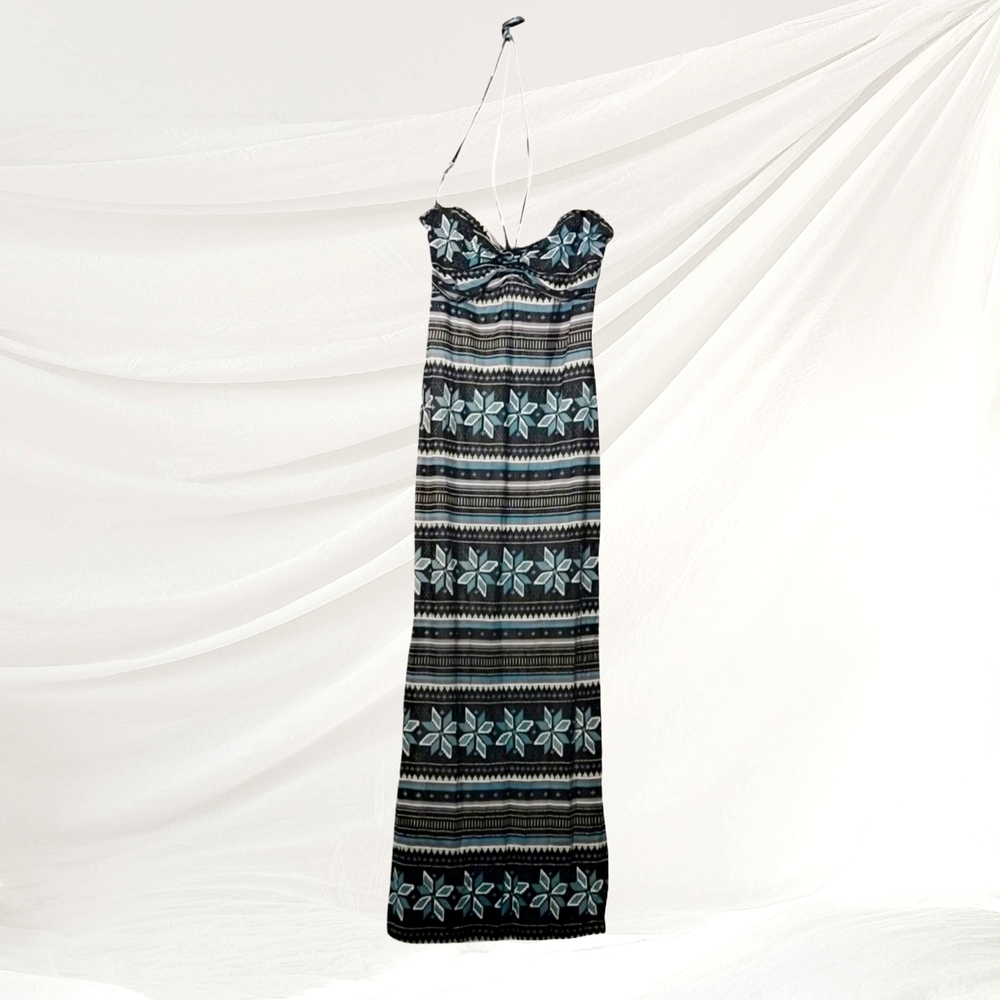 ⭐️COMBO Dress+Earrings⭐️ Black/Teal Maxi Dress & Silver/Teal Anne Klein Earrings